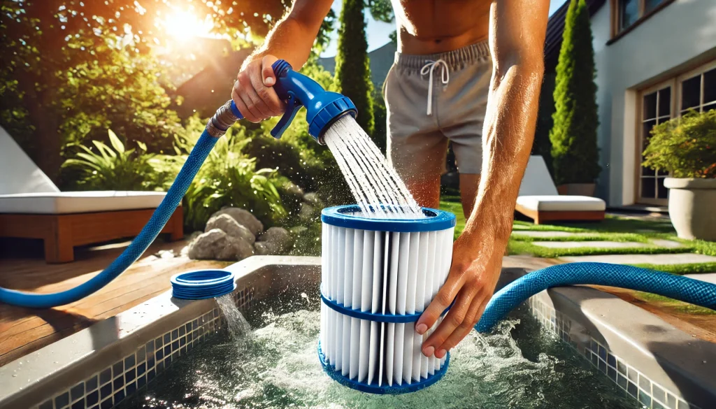 summer hot tub maintenance Regularly clean filters